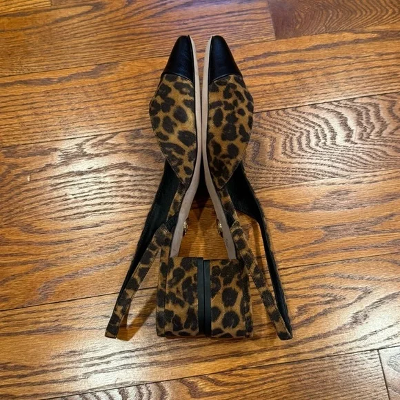 NWOB Veronica Beard Cecile Leopard Suede Slingback Pumps Size 9 - Picture 3 of 11